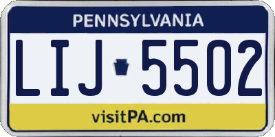 PA license plate LIJ5502