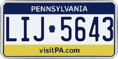 PA license plate LIJ5643