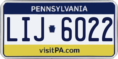 PA license plate LIJ6022
