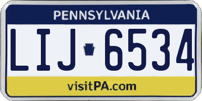 PA license plate LIJ6534