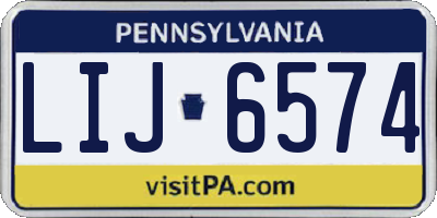 PA license plate LIJ6574