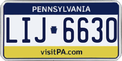 PA license plate LIJ6630