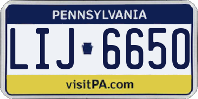 PA license plate LIJ6650