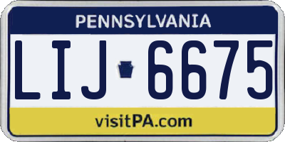 PA license plate LIJ6675