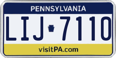 PA license plate LIJ7110