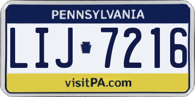 PA license plate LIJ7216