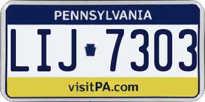 PA license plate LIJ7303