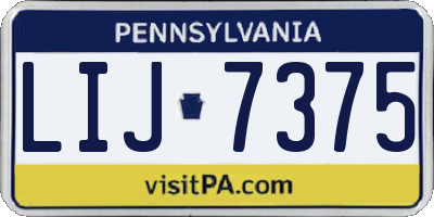 PA license plate LIJ7375