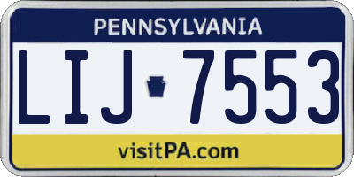 PA license plate LIJ7553