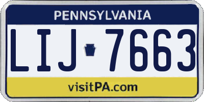 PA license plate LIJ7663