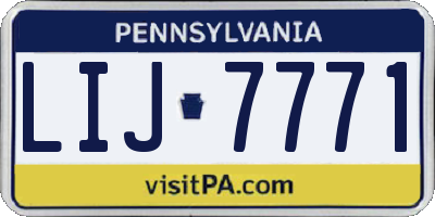 PA license plate LIJ7771