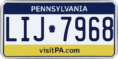 PA license plate LIJ7968
