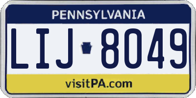 PA license plate LIJ8049