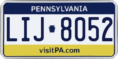 PA license plate LIJ8052