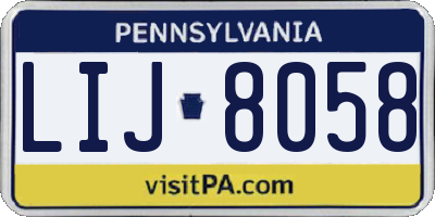 PA license plate LIJ8058