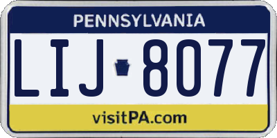 PA license plate LIJ8077