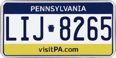 PA license plate LIJ8265