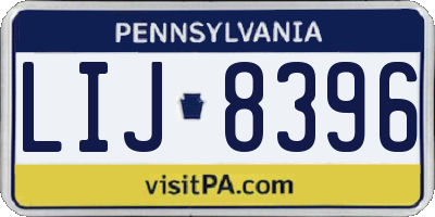 PA license plate LIJ8396