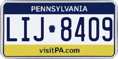 PA license plate LIJ8409