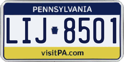 PA license plate LIJ8501