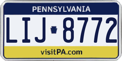 PA license plate LIJ8772