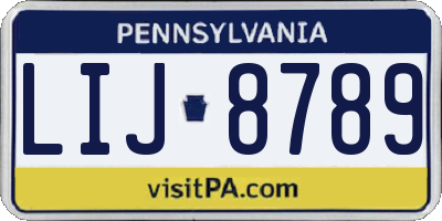 PA license plate LIJ8789