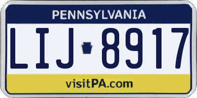 PA license plate LIJ8917