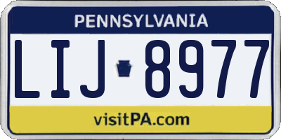 PA license plate LIJ8977