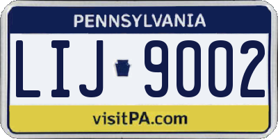PA license plate LIJ9002