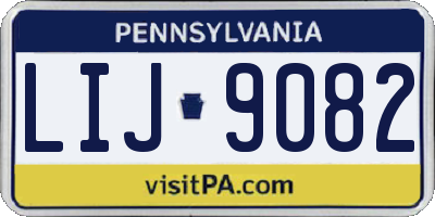 PA license plate LIJ9082