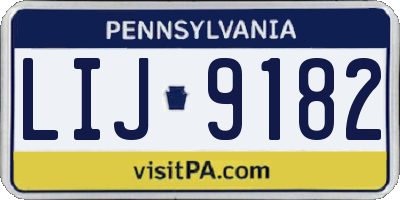 PA license plate LIJ9182