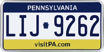 PA license plate LIJ9262