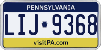 PA license plate LIJ9368
