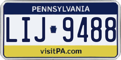 PA license plate LIJ9488