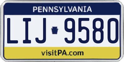 PA license plate LIJ9580