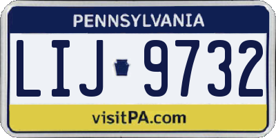 PA license plate LIJ9732