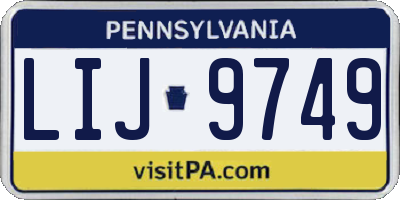 PA license plate LIJ9749