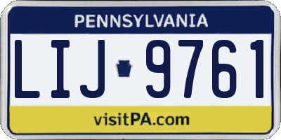 PA license plate LIJ9761