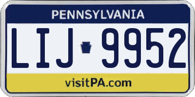 PA license plate LIJ9952