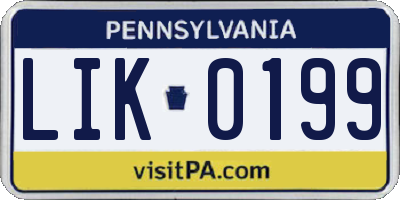 PA license plate LIK0199