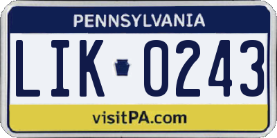 PA license plate LIK0243