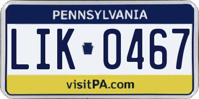 PA license plate LIK0467
