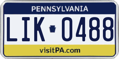 PA license plate LIK0488
