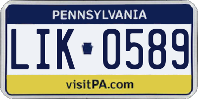 PA license plate LIK0589