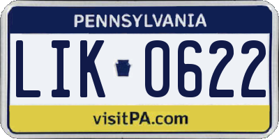 PA license plate LIK0622