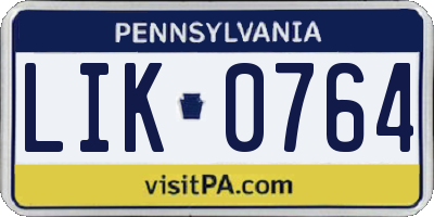 PA license plate LIK0764