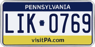PA license plate LIK0769