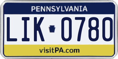 PA license plate LIK0780