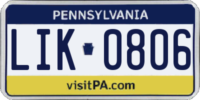 PA license plate LIK0806