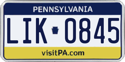 PA license plate LIK0845